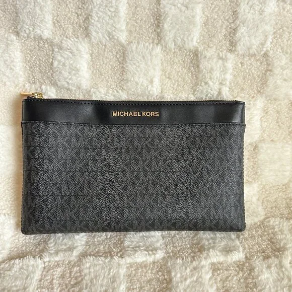 NWT! MK Michael Kors Kimberly 3 In 1 Set Black Leather Tote/Crossbody/Clutch - Picture 11 of 14